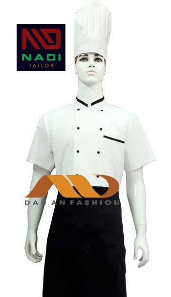 ABM023 Short Sleeves Black Border White Chef Jacket